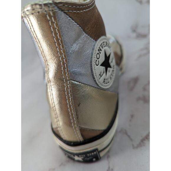 Converse High Tops Womens US 9 UK 7 Metallic Stripe Sneaker Shoes Silver Copper - Picture 8 of 13
